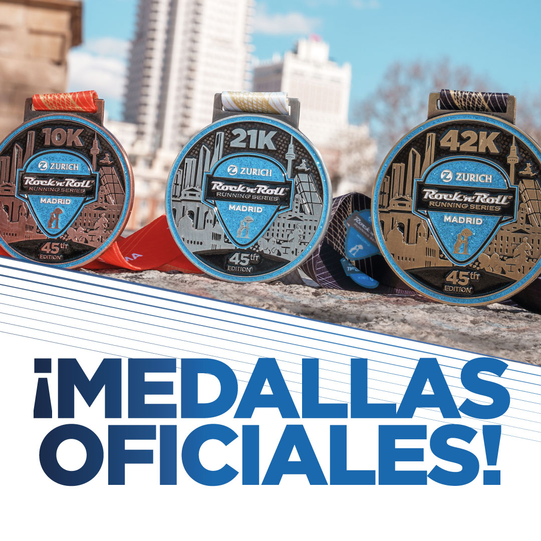 Medallas oficiales 2023 Zurich Rock ‘n’ Roll Running Series Madrid